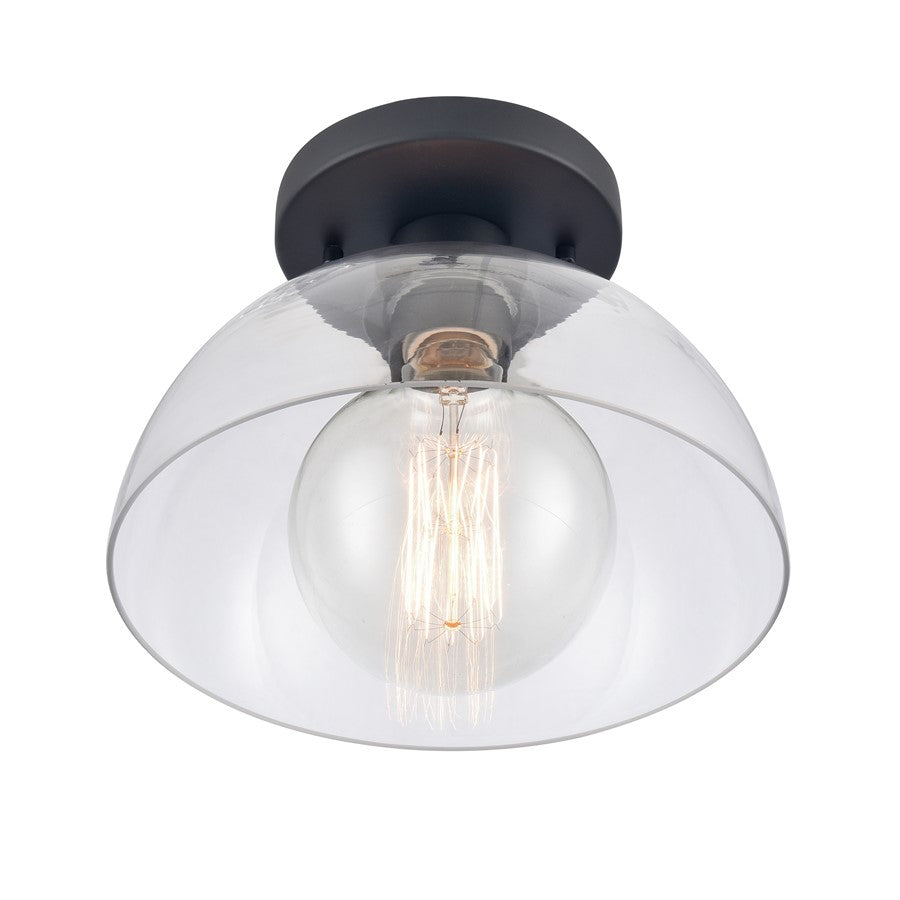 Atlas Lighting Julian 10in 1-Light Semi Flush Mount | Transitional Matte Black and Clear Glass | Entryway & Hallway | Model CL11896-BK