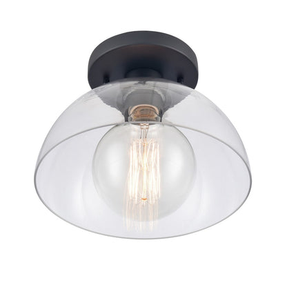 Atlas Lighting Julian 10in 1-Light Semi Flush Mount | Transitional Matte Black and Clear Glass | Entryway & Hallway | Model CL11896-BK