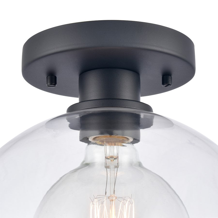 Atlas Lighting Julian 10in 1-Light Semi Flush Mount | Transitional Matte Black and Clear Glass | Entryway & Hallway | Model CL11896-BK