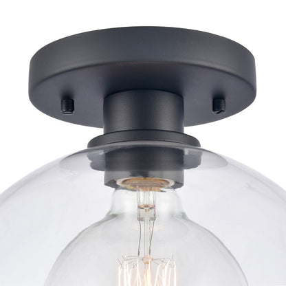 Atlas Lighting Julian 10in 1-Light Semi Flush Mount | Transitional Matte Black and Clear Glass | Entryway & Hallway | Model CL11896-BK