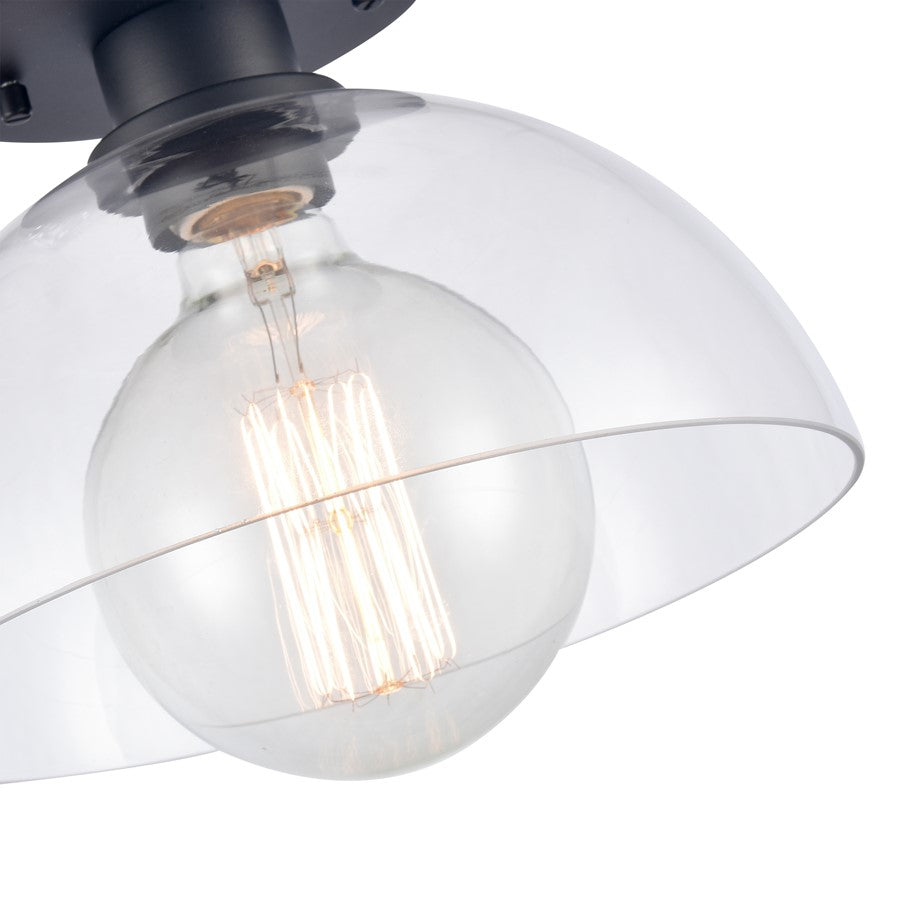 Atlas Lighting Julian 10in 1-Light Semi Flush Mount | Transitional Matte Black and Clear Glass | Entryway & Hallway | Model CL11896-BK