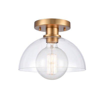 Atlas Lighting Julian 10in 1-Light Semi Flush Mount | Transitional Brushed Gold and Clear Glass | Entryway & Hallway | Model CL11896-GD