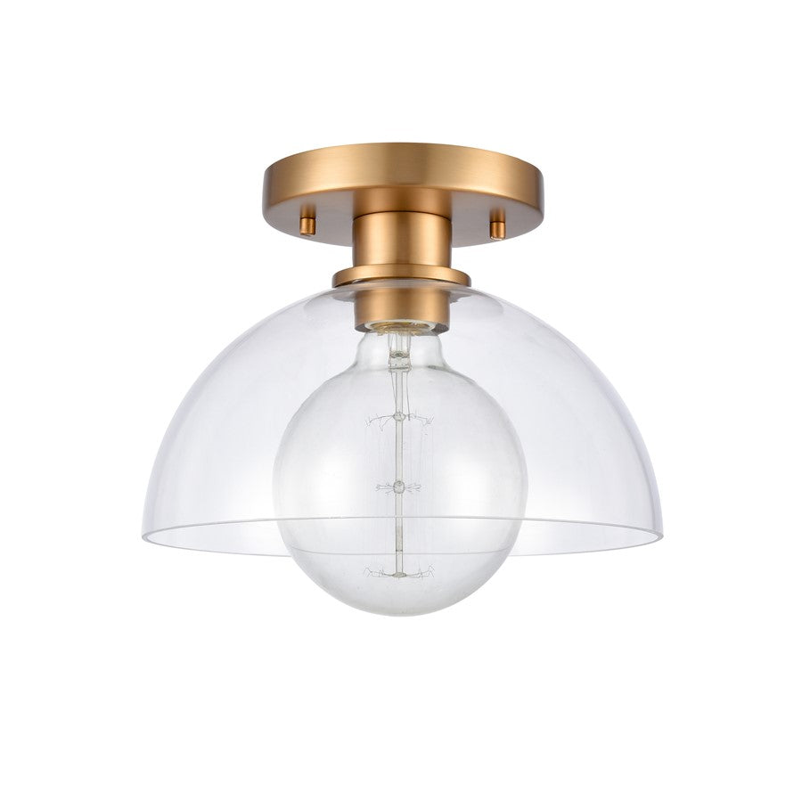 Atlas Lighting Julian 10in 1-Light Semi Flush Mount | Transitional Brushed Gold and Clear Glass | Entryway & Hallway | Model CL11896-GD