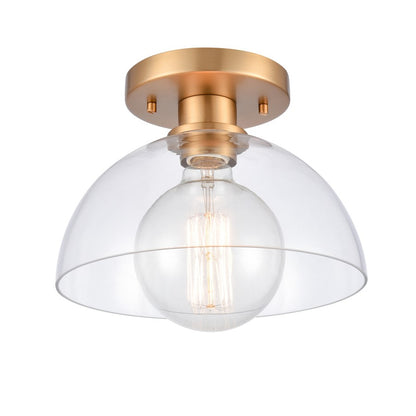 Atlas Lighting Julian 10in 1-Light Semi Flush Mount | Transitional Brushed Gold and Clear Glass | Entryway & Hallway | Model CL11896-GD
