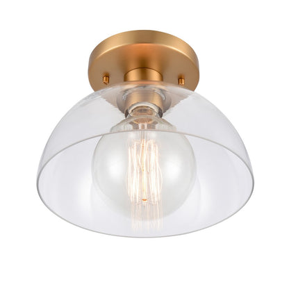 Atlas Lighting Julian 10in 1-Light Semi Flush Mount | Transitional Brushed Gold and Clear Glass | Entryway & Hallway | Model CL11896-GD
