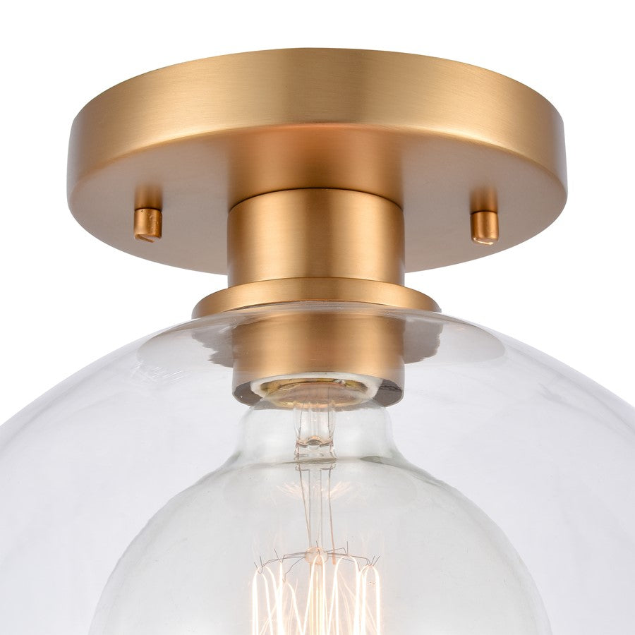 Atlas Lighting Julian 10in 1-Light Semi Flush Mount | Transitional Brushed Gold and Clear Glass | Entryway & Hallway | Model CL11896-GD