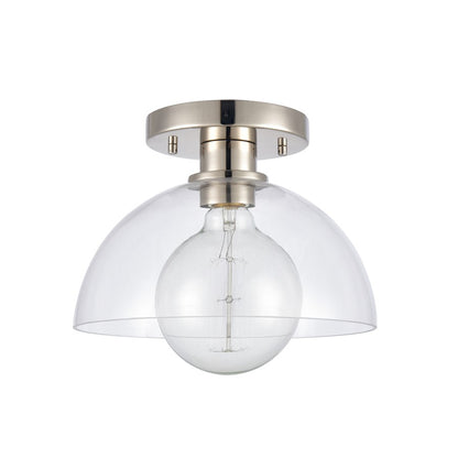 Atlas Lighting Julian 10in 1-Light Semi Flush Mount | Transitional Polished Nickel and Clear Glass | Entryway & Hallway | Model CL11896-NK