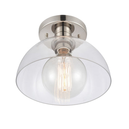 Atlas Lighting Julian 10in 1-Light Semi Flush Mount | Transitional Polished Nickel and Clear Glass | Entryway & Hallway | Model CL11896-NK