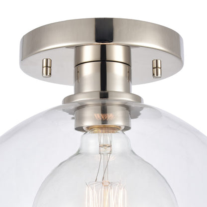 Atlas Lighting Julian 10in 1-Light Semi Flush Mount | Transitional Polished Nickel and Clear Glass | Entryway & Hallway | Model CL11896-NK