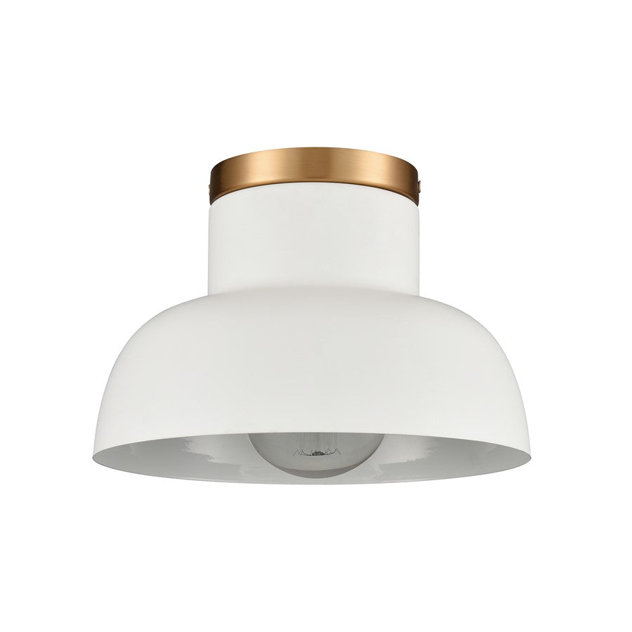Atlas Lighting Lewellen 10in 1-Light Semi Flush Mount | Modern Matte White and Brushed Gold | Entryway & Hallway | Model CL11897-WH