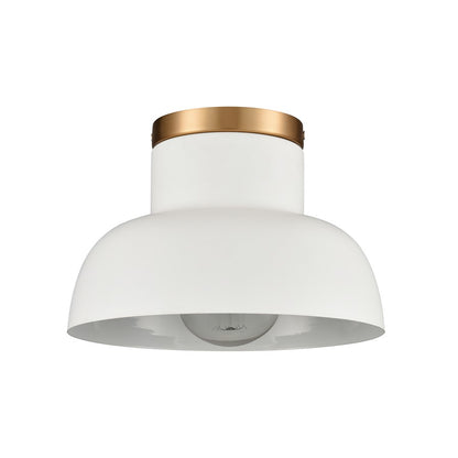 Atlas Lighting Lewellen 10in 1-Light Semi Flush Mount | Modern Matte White and Brushed Gold | Entryway & Hallway | Model CL11897-WH