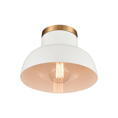 Atlas Lighting Lewellen 10in 1-Light Semi Flush Mount | Modern Matte White and Brushed Gold | Entryway & Hallway | Model CL11897-WH