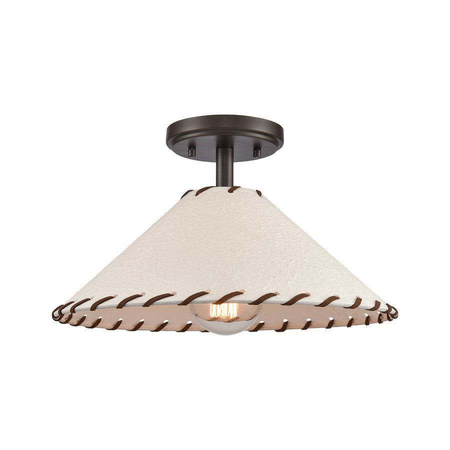 Atlas Lighting Marion 14in 1-Light Semi Flush Mount | Transitional Oil Rubbed Bronze and Natural Parchment | Lodge & Southwestern | Model CL11899-BZ