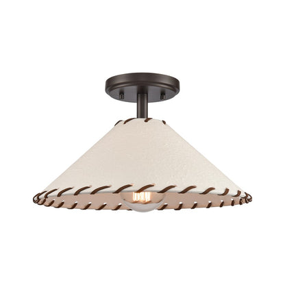 Atlas Lighting Marion 14in 1-Light Semi Flush Mount | Transitional Oil Rubbed Bronze and Natural Parchment | Lodge & Southwestern | Model CL11899-BZ