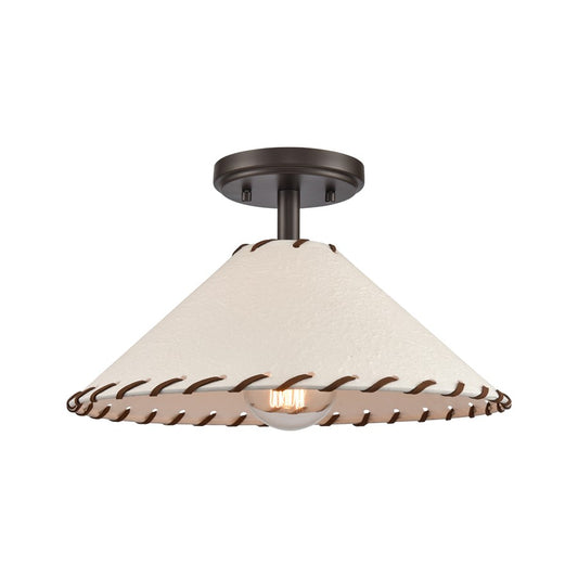 Atlas Lighting Marion 14in 1-Light Semi Flush Mount | Transitional Oil Rubbed Bronze and Natural Parchment | Lodge & Southwestern | Model CL11899-BZ