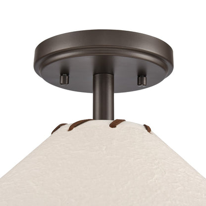 Atlas Lighting Marion 14in 1-Light Semi Flush Mount | Transitional Oil Rubbed Bronze and Natural Parchment | Lodge & Southwestern | Model CL11899-BZ
