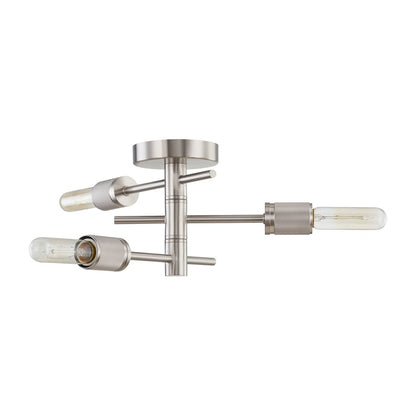 Atlas Module 15in 3-Light Semi-Flush Mount | Mid-Century Satin Nickel Metal | Bedroom & Hallway Ceiling Light | 15 x 15 x 7 in | Model CL11900-NK