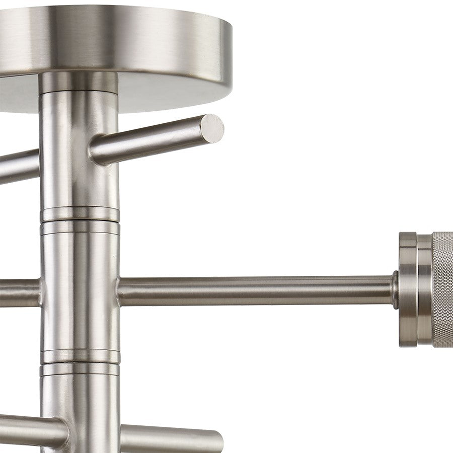 Atlas Module 15in 3-Light Semi-Flush Mount | Mid-Century Satin Nickel Metal | Bedroom & Hallway Ceiling Light | 15 x 15 x 7 in | Model CL11900-NK