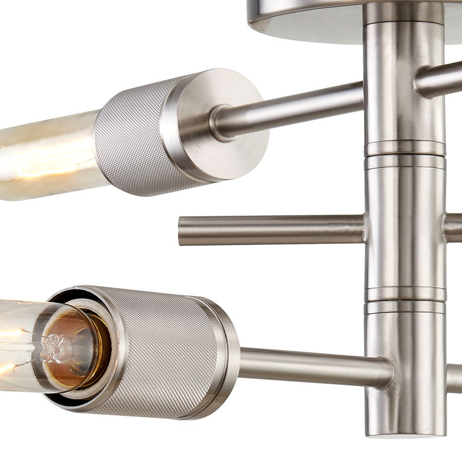 Atlas Module 15in 3-Light Semi-Flush Mount | Mid-Century Satin Nickel Metal | Bedroom & Hallway Ceiling Light | 15 x 15 x 7 in | Model CL11900-NK