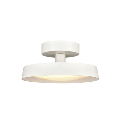 Atlas Nancy 11in 1-Light LED Semi-Flush Mount | Modern Matte White Metal and White Glass | Bedroom & Hallway Ceiling Light | Model CL11901-WH