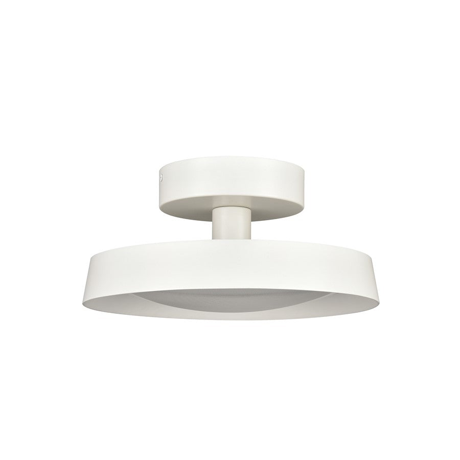 Atlas Nancy 11in 1-Light LED Semi-Flush Mount | Modern Matte White Metal and White Glass | Bedroom & Hallway Ceiling Light | Model CL11901-WH