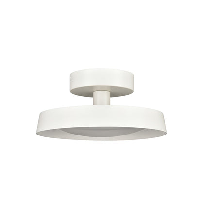 Atlas Nancy 11in 1-Light LED Semi-Flush Mount | Modern Matte White Metal and White Glass | Bedroom & Hallway Ceiling Light | Model CL11901-WH