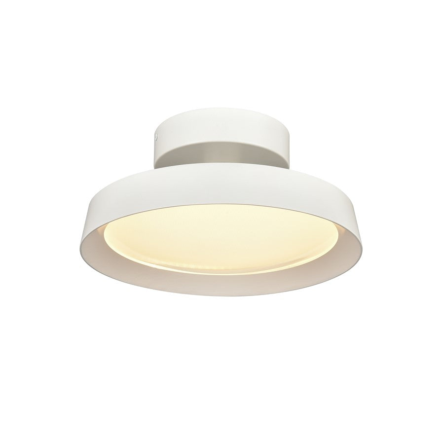 Atlas Nancy 11in 1-Light LED Semi-Flush Mount | Modern Matte White Metal and White Glass | Bedroom & Hallway Ceiling Light | Model CL11901-WH