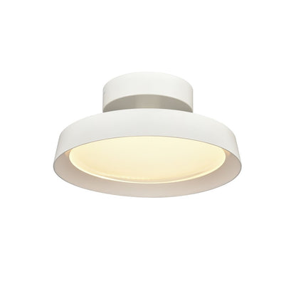 Atlas Nancy 11in 1-Light LED Semi-Flush Mount | Modern Matte White Metal and White Glass | Bedroom & Hallway Ceiling Light | Model CL11901-WH