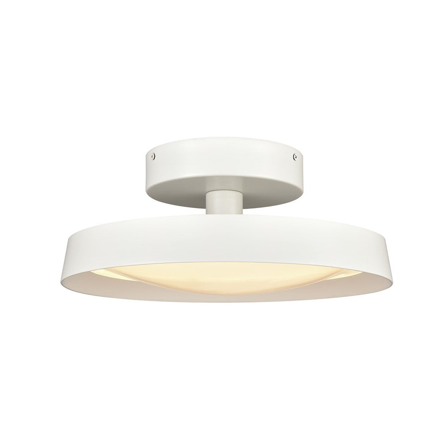 Atlas Nancy 13in 1-Light LED Semi-Flush Mount | Modern Matte White Metal and White Glass | Bedroom & Hallway Ceiling Light | Model CL11902-WH