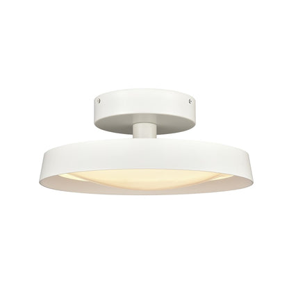 Atlas Nancy 13in 1-Light LED Semi-Flush Mount | Modern Matte White Metal and White Glass | Bedroom & Hallway Ceiling Light | Model CL11902-WH