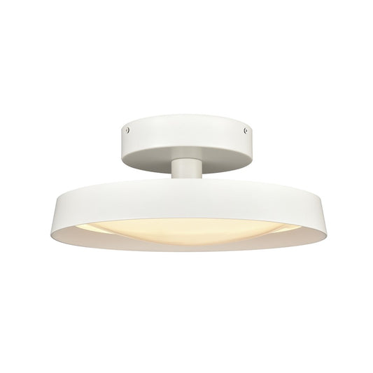 Atlas Nancy 13in 1-Light LED Semi-Flush Mount | Modern Matte White Metal and White Glass | Bedroom & Hallway Ceiling Light | Model CL11902-WH