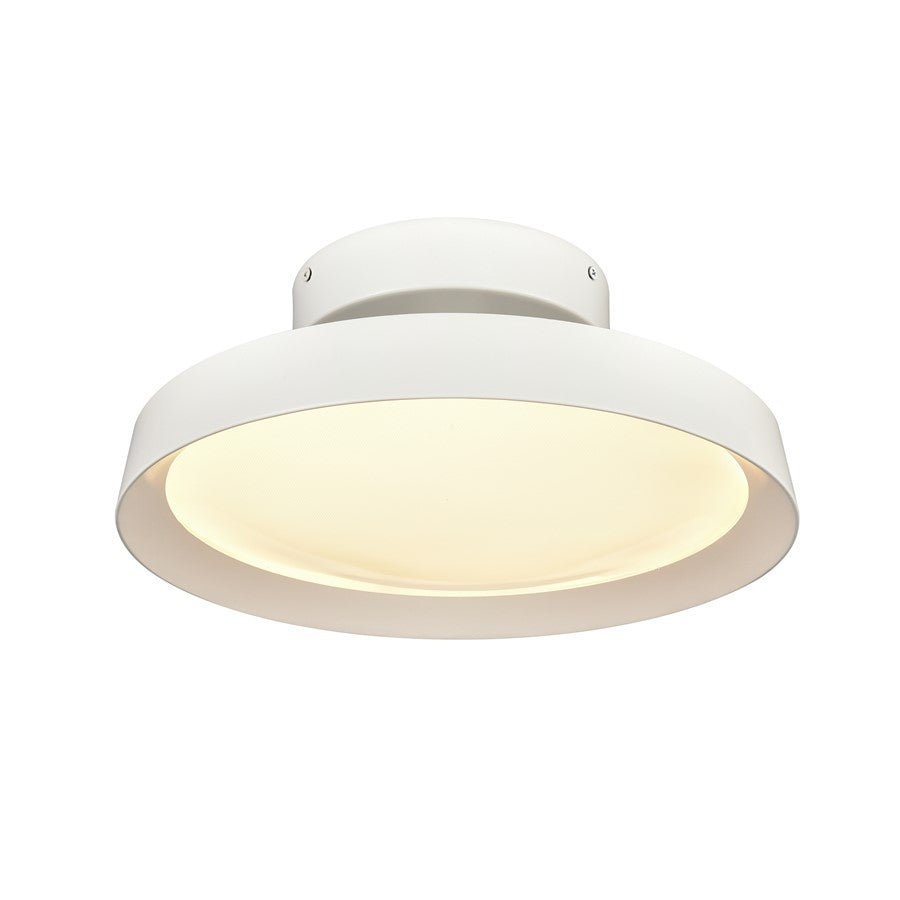 Atlas Nancy 13in 1-Light LED Semi-Flush Mount | Modern Matte White Metal and White Glass | Bedroom & Hallway Ceiling Light | Model CL11902-WH