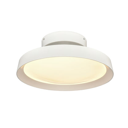 Atlas Nancy 13in 1-Light LED Semi-Flush Mount | Modern Matte White Metal and White Glass | Bedroom & Hallway Ceiling Light | Model CL11902-WH