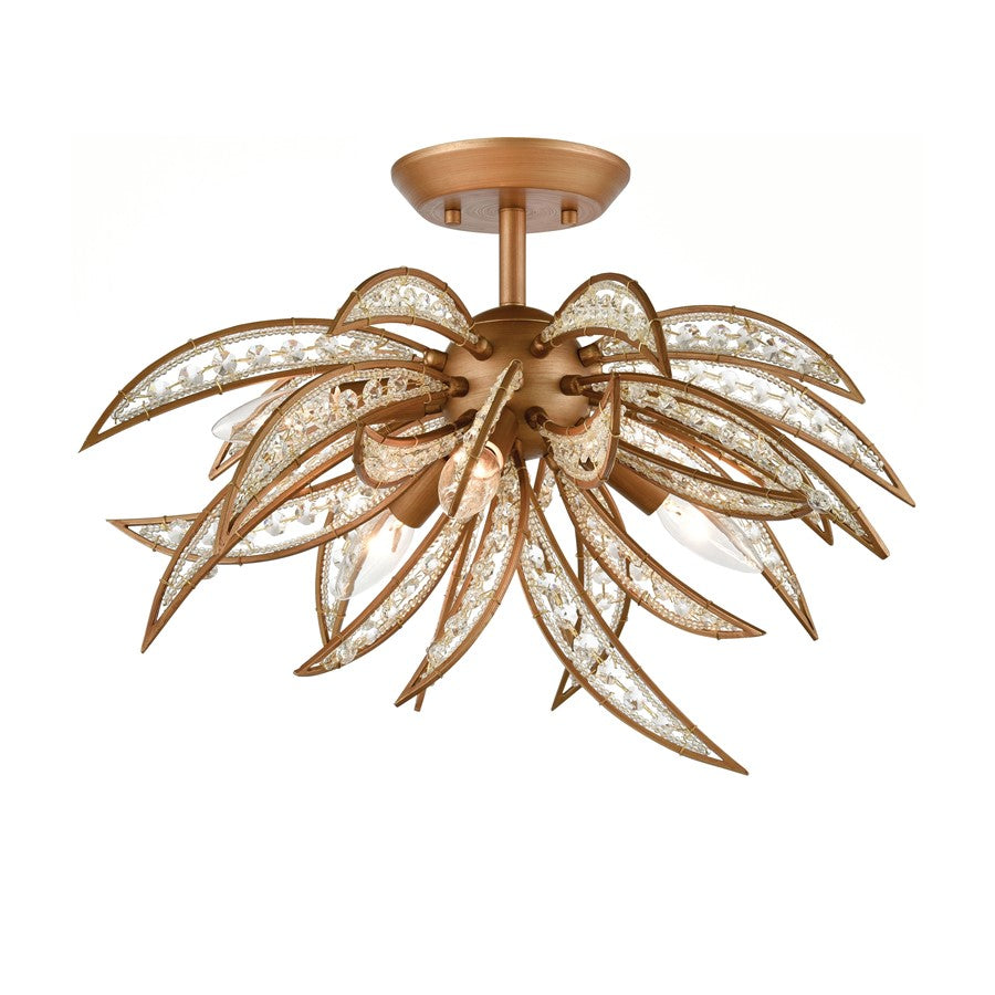 Atlas Naples 21in 5-Light Semi-Flush Mount | Modern Matte Gold Metal and Clear Glass | Dining Room & Living Room Ceiling Light | Model CL11903-GD