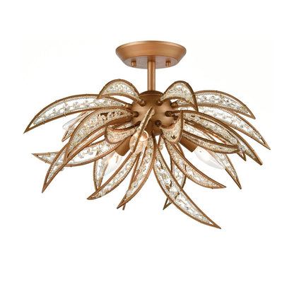 Atlas Naples 21in 5-Light Semi-Flush Mount | Modern Matte Gold Metal and Clear Glass | Dining Room & Living Room Ceiling Light | Model CL11903-GD