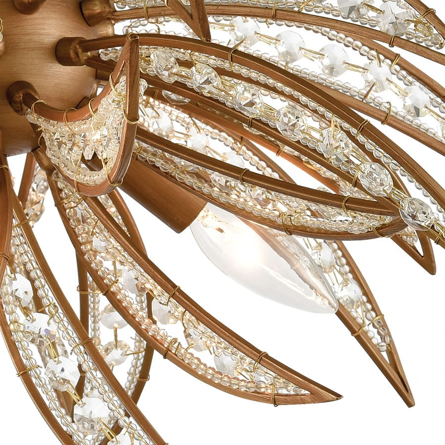 Atlas Naples 21in 5-Light Semi-Flush Mount | Modern Matte Gold Metal and Clear Glass | Dining Room & Living Room Ceiling Light | Model CL11903-GD