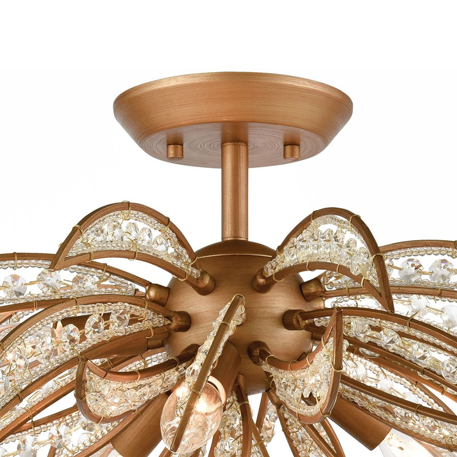 Atlas Naples 21in 5-Light Semi-Flush Mount | Modern Matte Gold Metal and Clear Glass | Dining Room & Living Room Ceiling Light | Model CL11903-GD