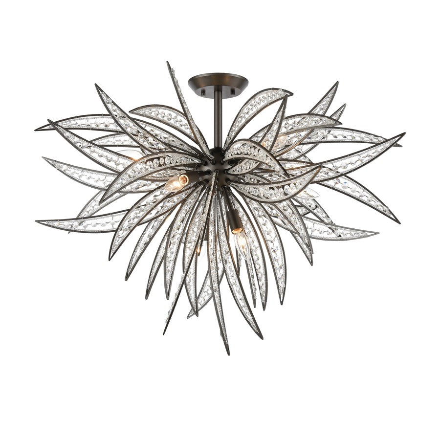 Atlas Lighting Naples 35in 8-Light Semi-Flush Mount | Modern Oil Rubbed Bronze and Clear Crystal | Living Room & Dining Room | Model CL11904-BZ
