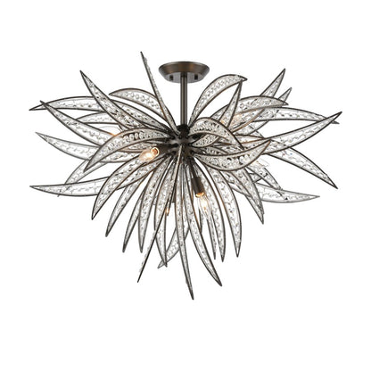 Atlas Lighting Naples 35in 8-Light Semi-Flush Mount | Modern Oil Rubbed Bronze and Clear Crystal | Living Room & Dining Room | Model CL11904-BZ