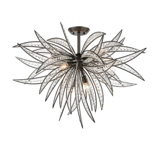 Atlas Lighting Naples 35in 8-Light Semi-Flush Mount | Modern Oil Rubbed Bronze and Clear Crystal | Living Room & Dining Room | Model CL11904-BZ
