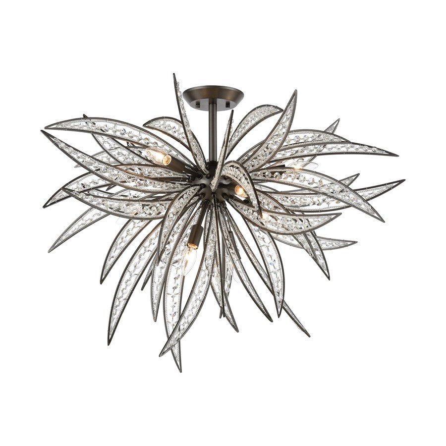 Atlas Lighting Naples 35in 8-Light Semi-Flush Mount | Modern Oil Rubbed Bronze and Clear Crystal | Living Room & Dining Room | Model CL11904-BZ