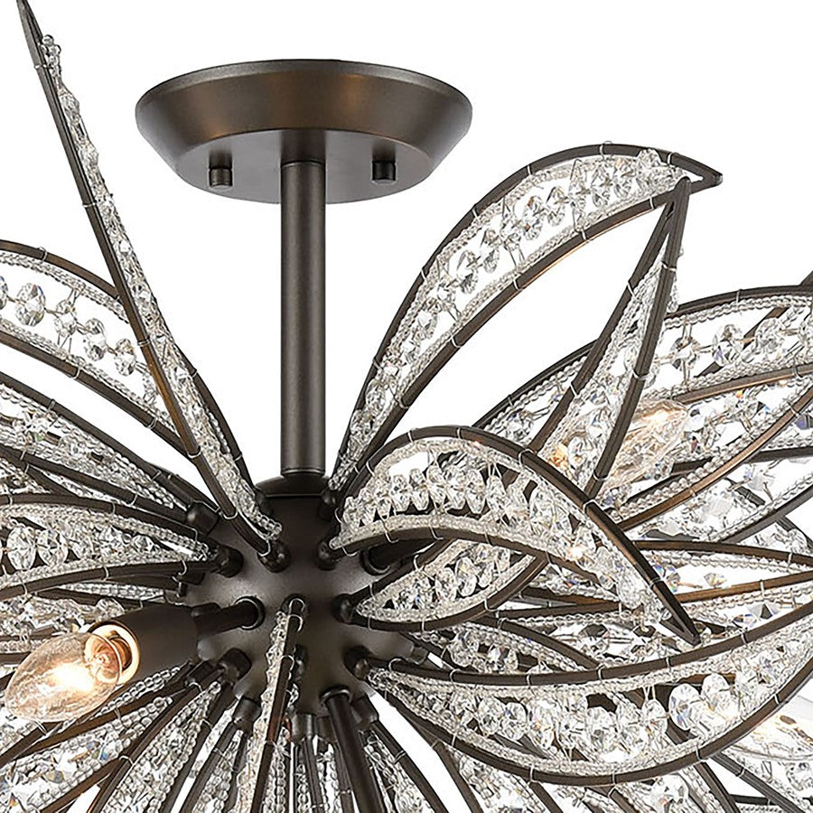 Atlas Lighting Naples 35in 8-Light Semi-Flush Mount | Modern Oil Rubbed Bronze and Clear Crystal | Living Room & Dining Room | Model CL11904-BZ