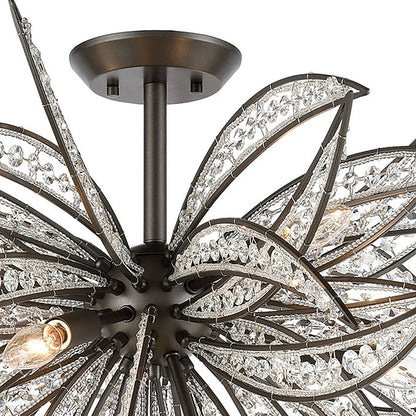 Atlas Lighting Naples 35in 8-Light Semi-Flush Mount | Modern Oil Rubbed Bronze and Clear Crystal | Living Room & Dining Room | Model CL11904-BZ