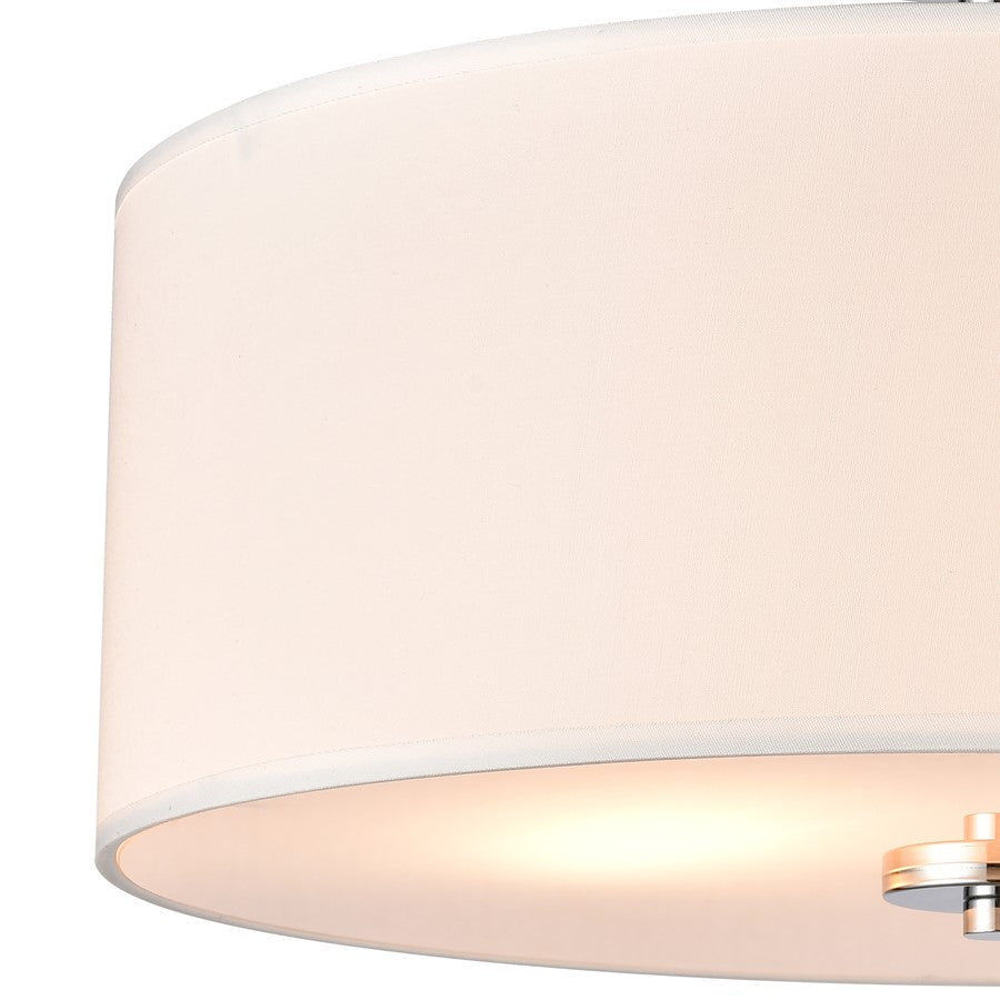 Atlas Lighting Oak Valley 16in 2-Light Semi-Flush Mount | Modern Chrome and White Fabric | Bedroom & Hallway | 16 x 16 x 10 in | Model CL11905-CH
