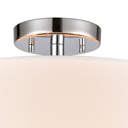 Atlas Lighting Oak Valley 16in 2-Light Semi-Flush Mount | Modern Chrome and White Fabric | Bedroom & Hallway | 16 x 16 x 10 in | Model CL11905-CH
