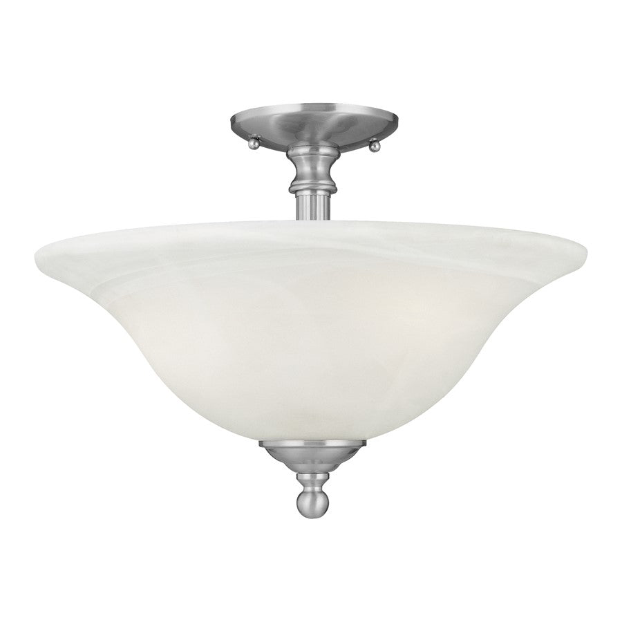 Atlas Lighting Riva 16in 3-Light Semi-Flush Mount | Transitional Brushed Nickel and White Alabaster Glass | Kitchen & Dining Room | Model CL11910-NK