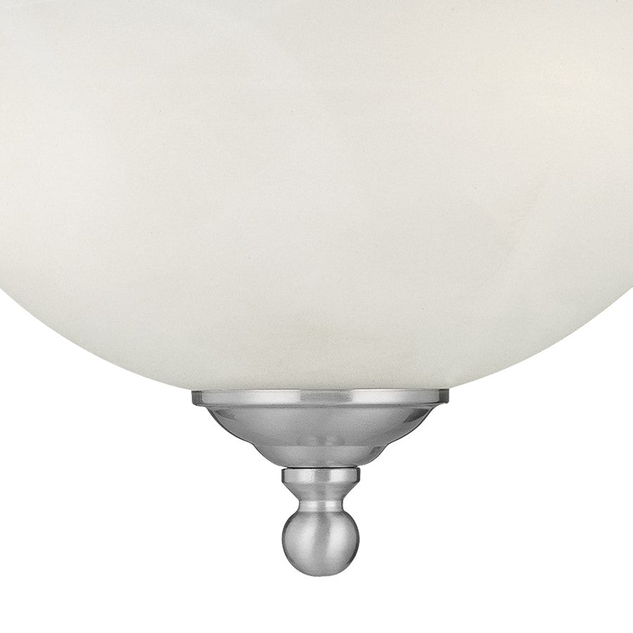 Atlas Lighting Riva 16in 3-Light Semi-Flush Mount | Transitional Brushed Nickel and White Alabaster Glass | Kitchen & Dining Room | Model CL11910-NK