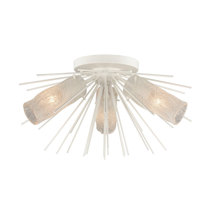 Atlas Lighting Sea Urchin 20in 3-Light Semi-Flush Mount | Transitional White Coral and White Art Glass | Coastal Bedroom & Living | Model CL11911-WH