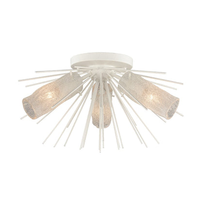 Atlas Lighting Sea Urchin 20in 3-Light Semi-Flush Mount | Transitional White Coral and White Art Glass | Coastal Bedroom & Living | Model CL11911-WH