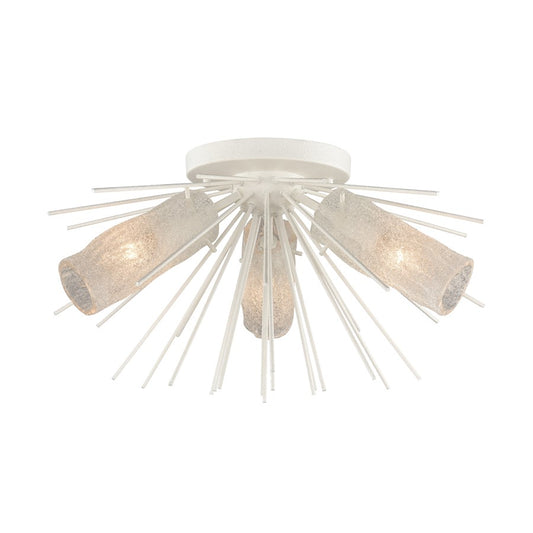 Atlas Lighting Sea Urchin 20in 3-Light Semi-Flush Mount | Transitional White Coral and White Art Glass | Coastal Bedroom & Living | Model CL11911-WH